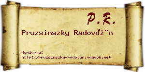 Pruzsinszky Radován névjegykártya